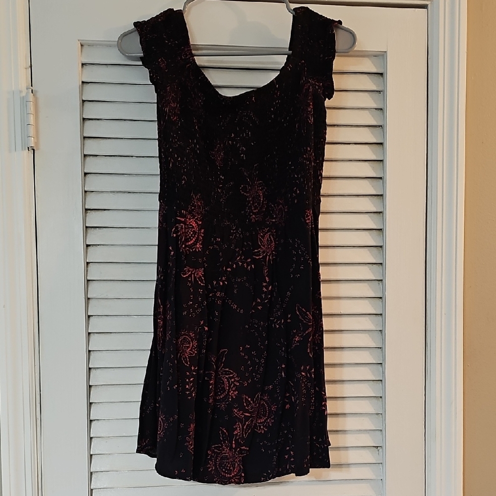 Black Dress with Pink Floral Print